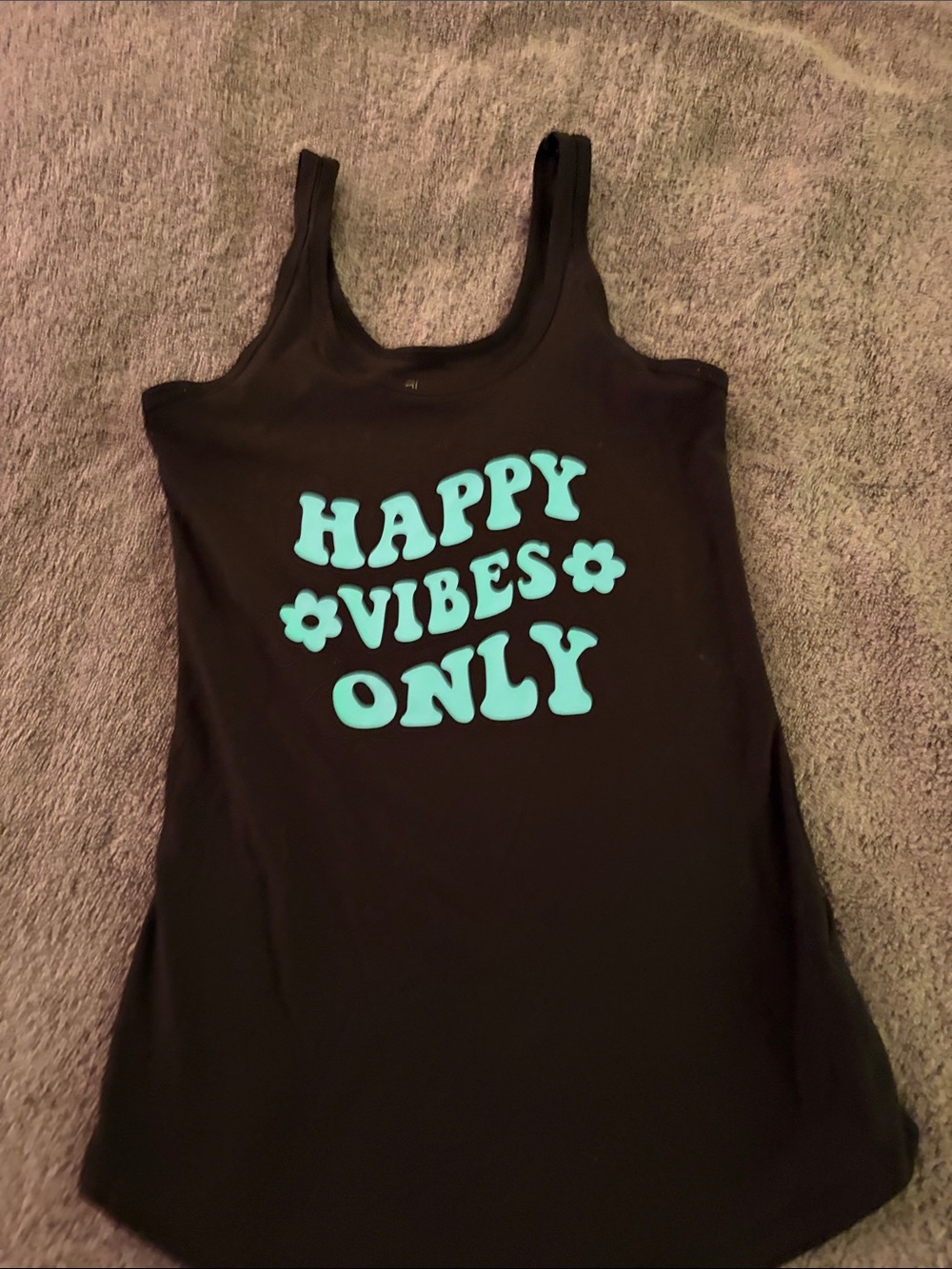 No Boundaries Black Tank Top with Aqua 'Happy Vibes Only' Graphic